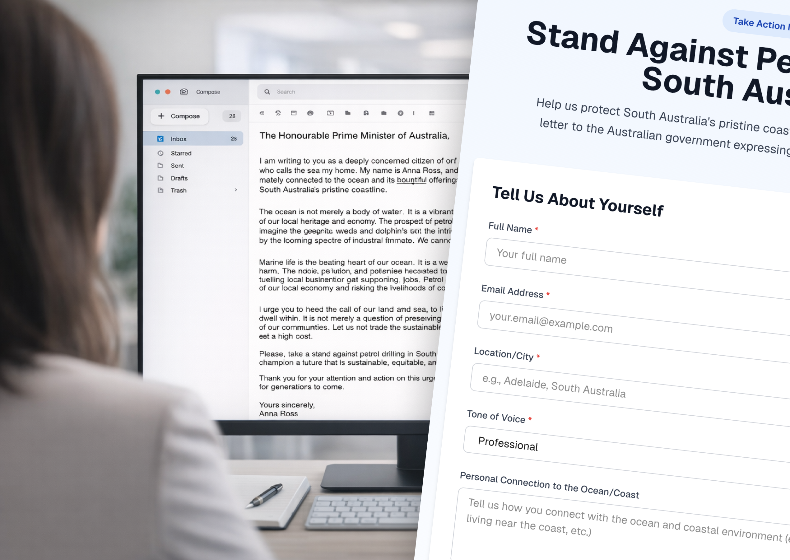 Givee letter and message generator interface