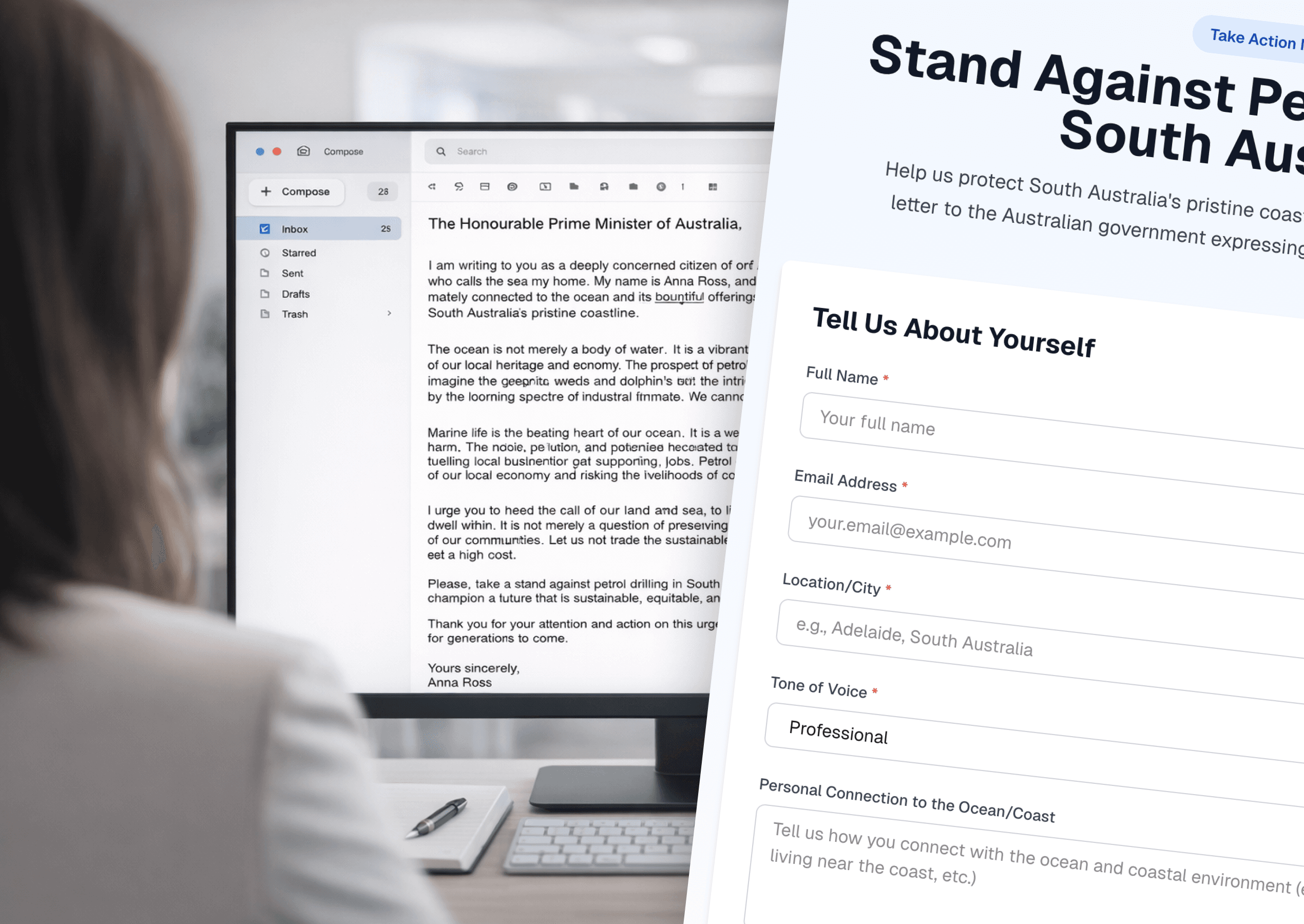 Givee letter and message generator interface